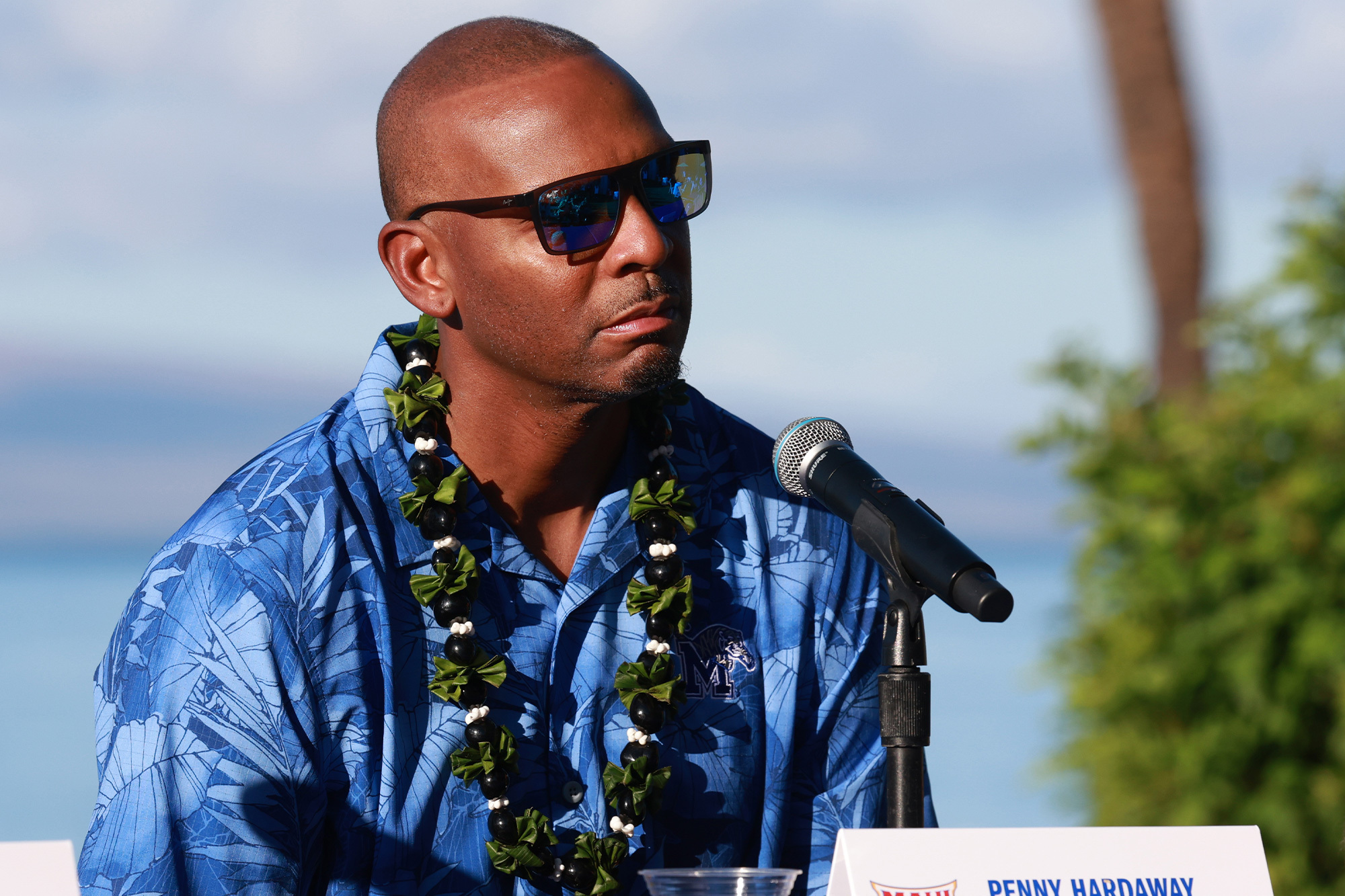 Memphis Tigers coach Penny Hardaway in a press conference at Maui, Hawaii.