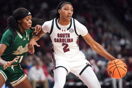 Ashlyn Watkins #2 of the South Carolina Gamecocks dribbles the ball