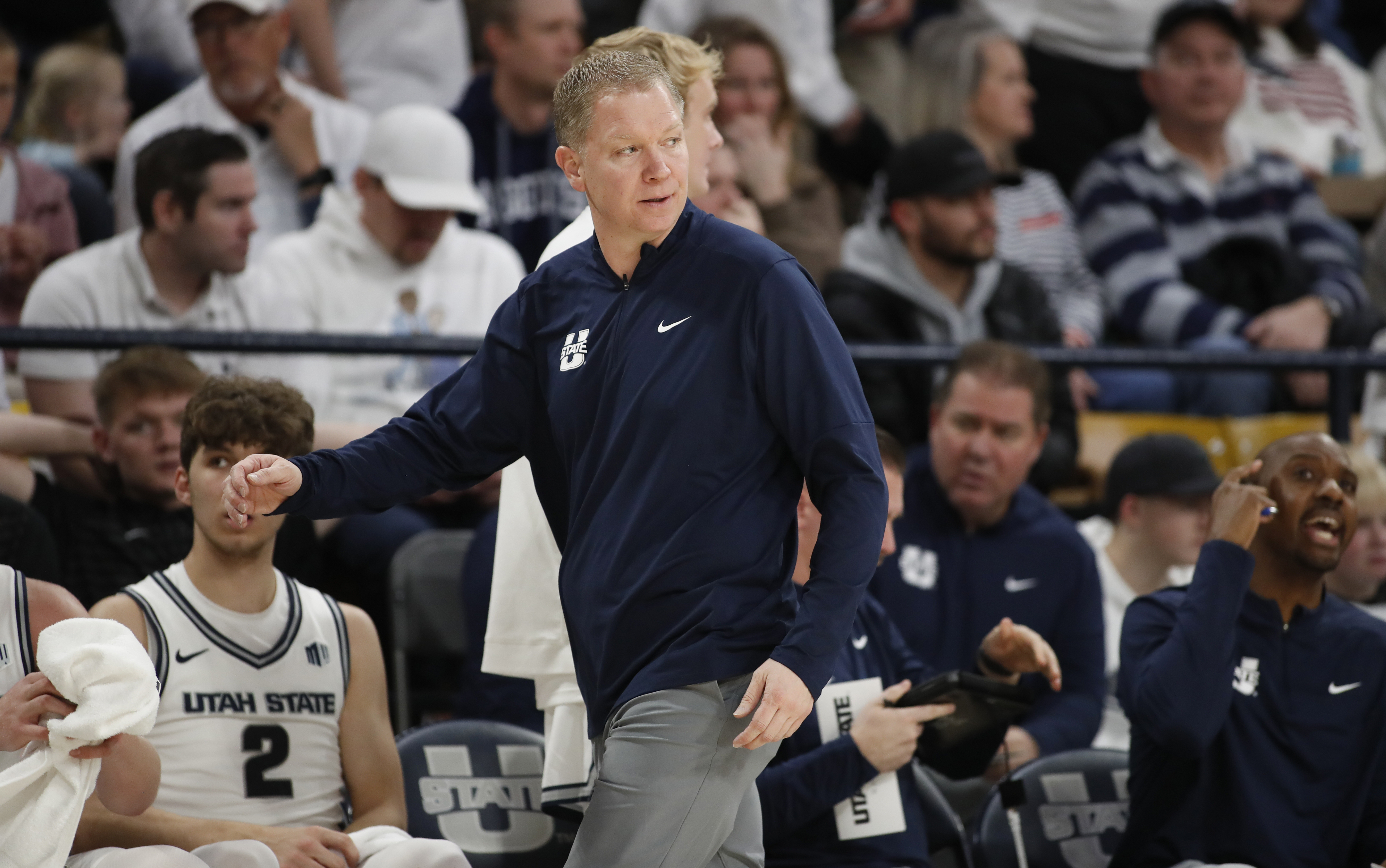 Utah State men's basketball coach Jerrod Calhoun