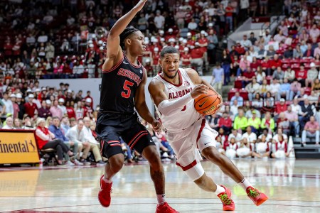 Chris Youngblood powers past Silas Demary Jr. in Alabama's 90-69 victory over Georgia last week