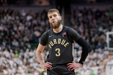 Point guard Braden Smith appears stoic during the first half of Purdue's February 18th match against the Michigan State Spartans